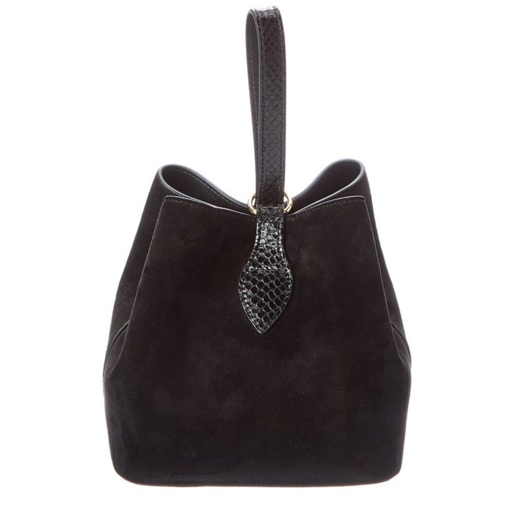 Celine Amber Suede & Python-Embossed Leather Bucket Bag, Black - Picture 2 of 4